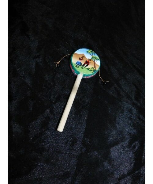 Petit tambourin décoré d'un paysage peint