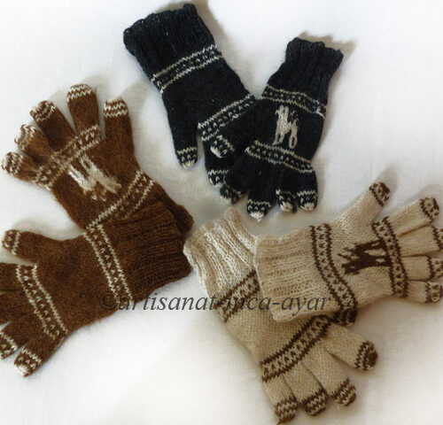 Gants enfants en laine d'alpaga couleur terre