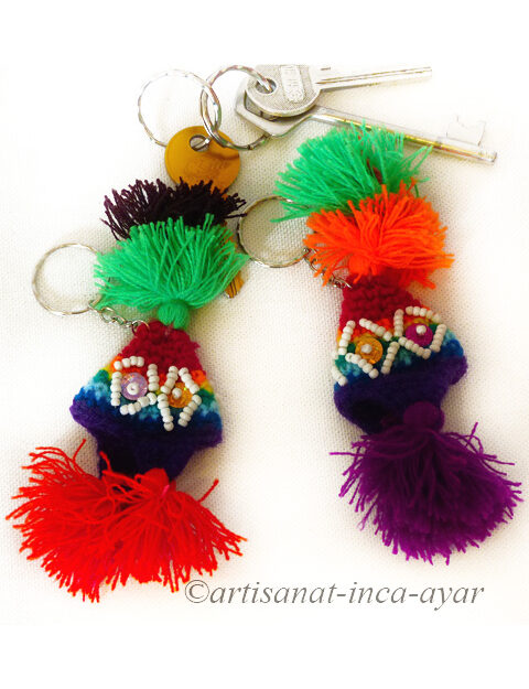 Porte clé bonnet péruvien (chullo). coloris au choix