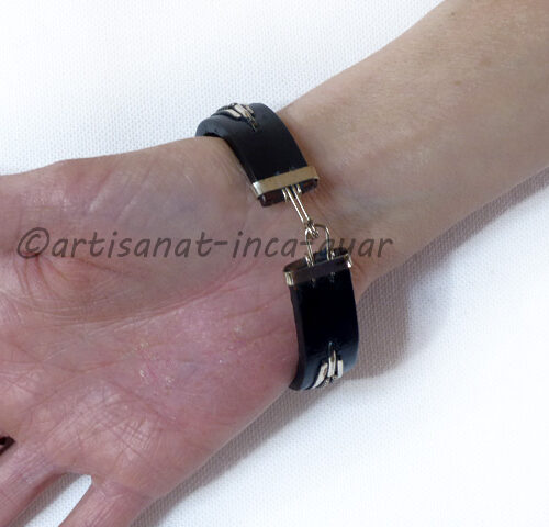 Bracelet en cuir noir et pierre semi précieuse
