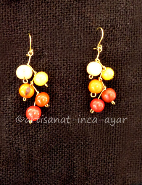 Boucles d'oreilles zig zag en graines couleur feu