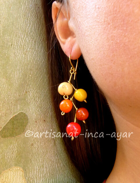Boucles d'oreilles zig zag en graines couleur feu