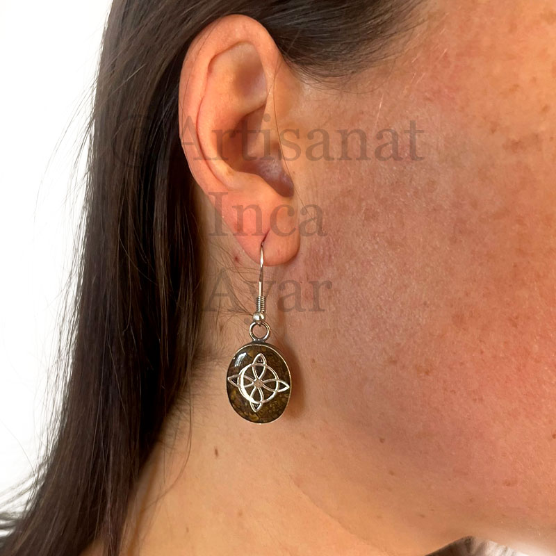 Boucles d'oreilles nœud de sorcière et œil de tigre