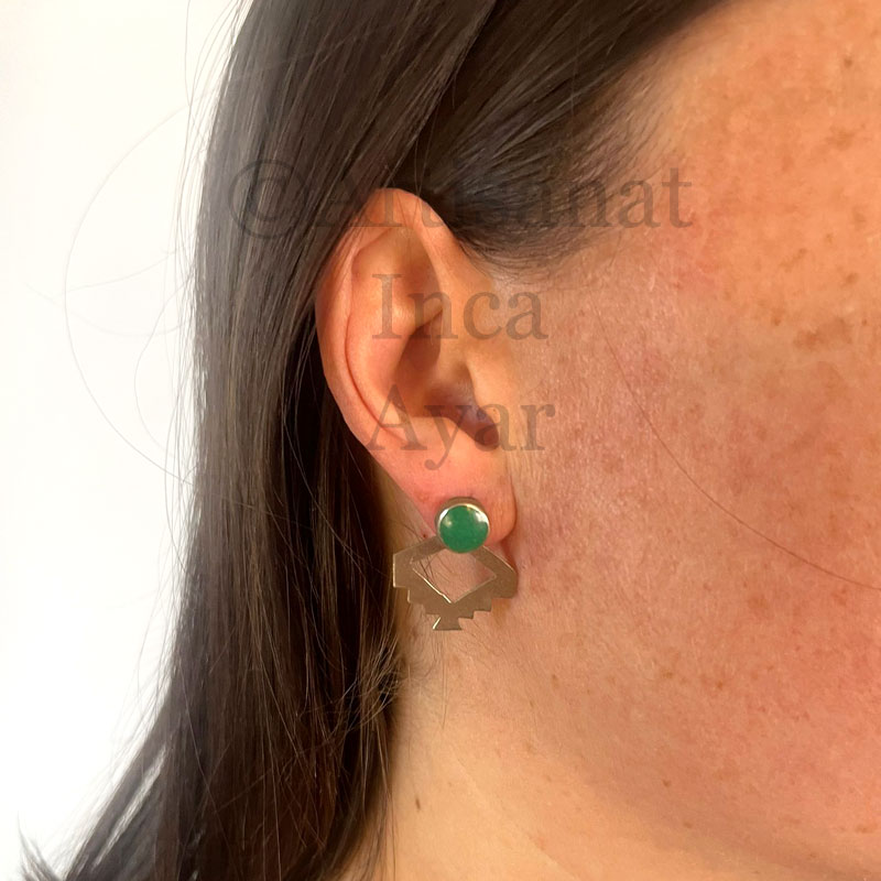 Boucles d'oreilles soleil pré inca et chrysocolle