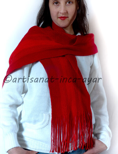 Echarpe adulte stretch en laine d'alpaga rouge