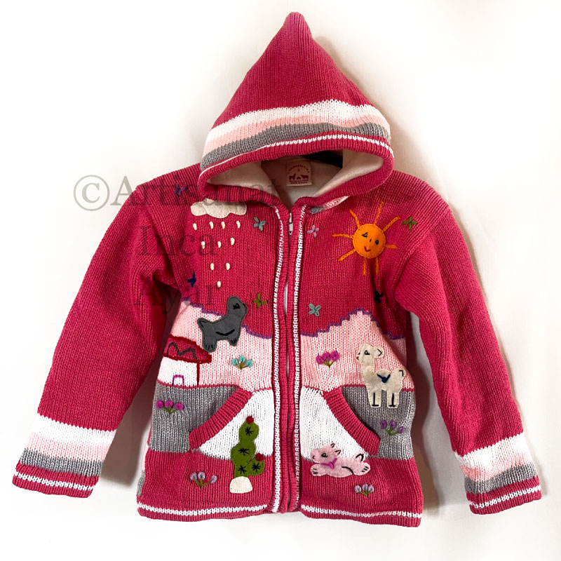 Gilet péruvien 6/7 ans polaire rose