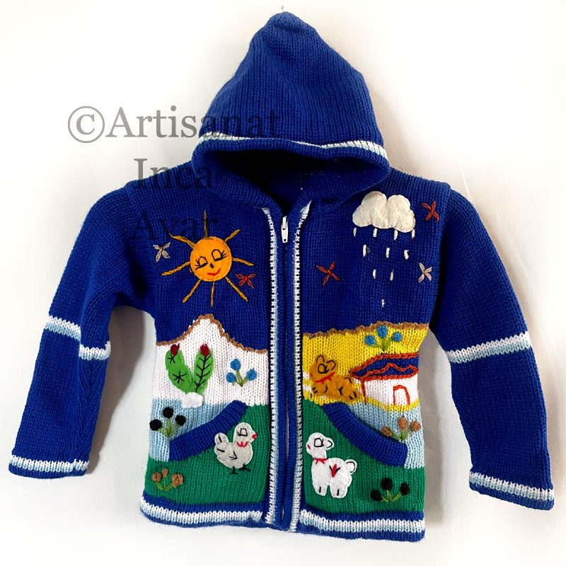 Gilet péruvien enfant 10 mois/2 ans bleu
