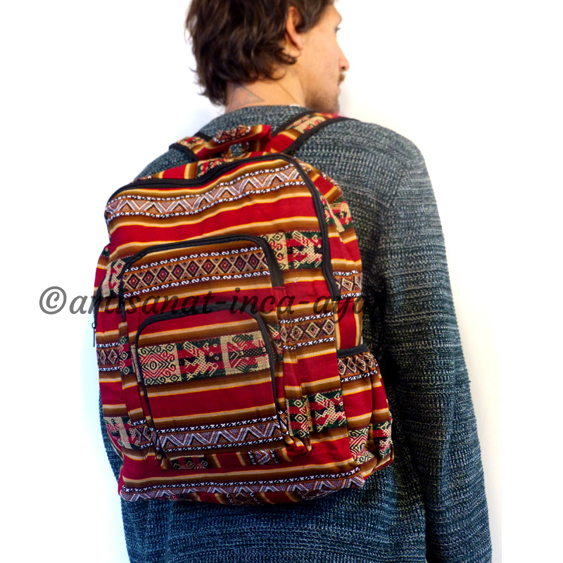 Grand sac à dos en tissu péruvien