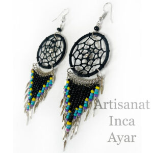 Boucles d'oreilles grands dreamcatchers noirs