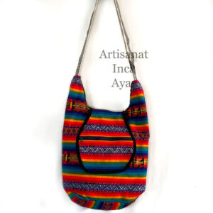 Grand sac à bandoulière en tissu péruvien multicolore