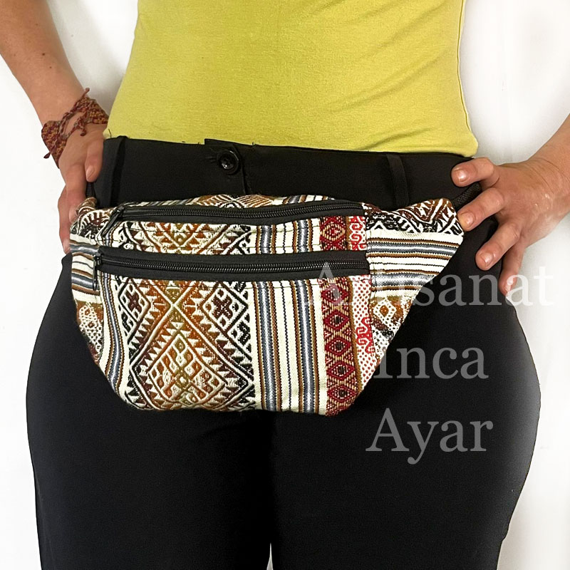 Sac banane en tissu péruvien blanc