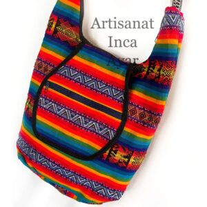 Grand sac à bandoulière en tissu péruvien multicolore