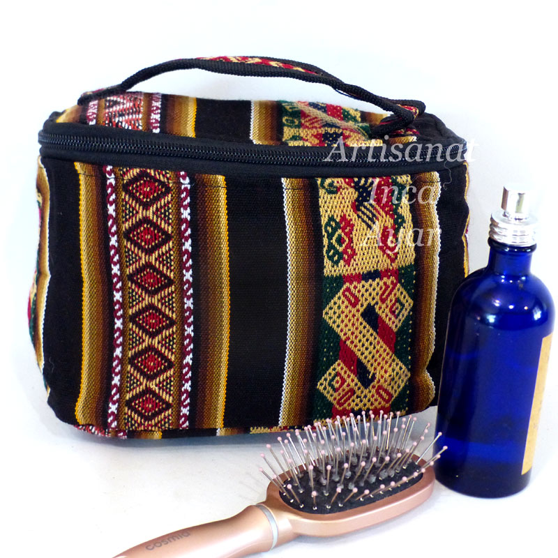 Vanity en tissu péruvien noir et marron