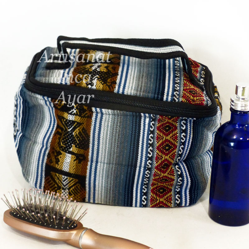 Vanity en tissu péruvien gris/bleu