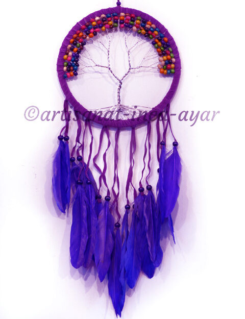 Grand capteur de rêve arbre de vie violet et multicolore