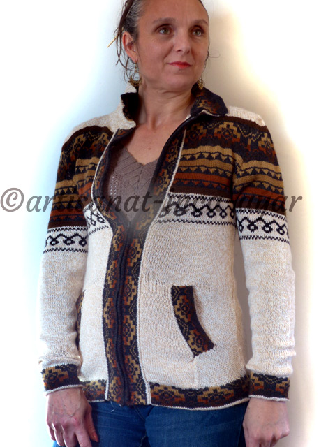 Gilet femme en laine d'alpaga beige