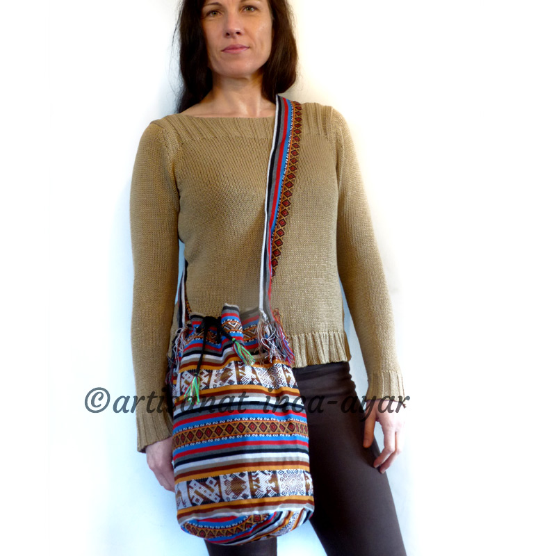 grand sac Colombia bleu gris marron