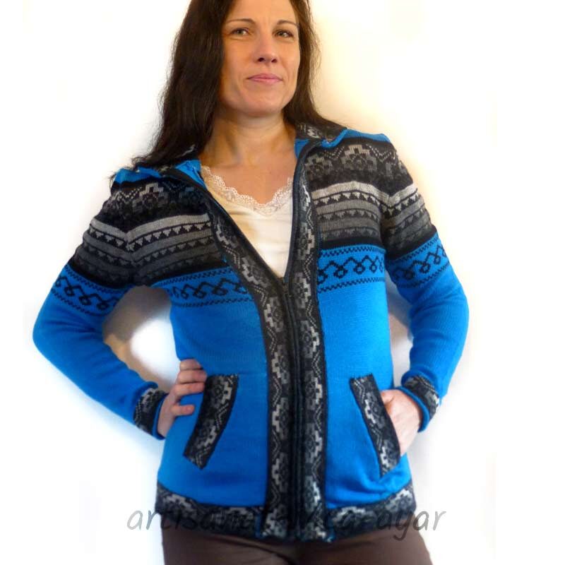 Gilet femme en laine d’alpaga bleu turquoise