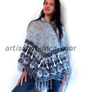 Poncho peruvien femme en alpaga