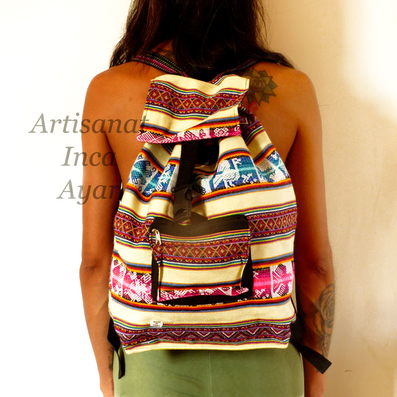 Sac à dos en tissu péruvien multicolore