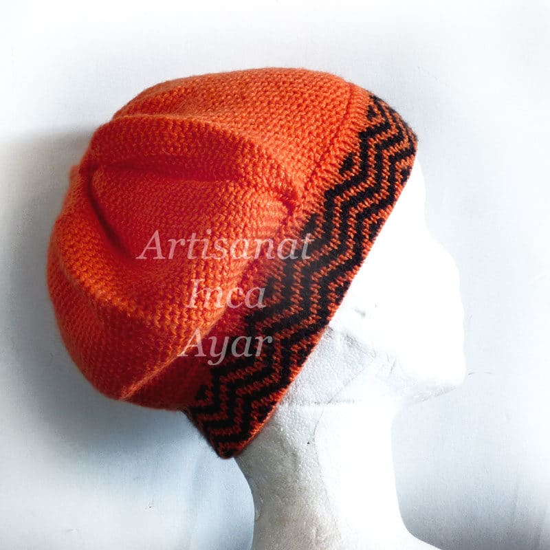 bonnet orange laine d'alpaga