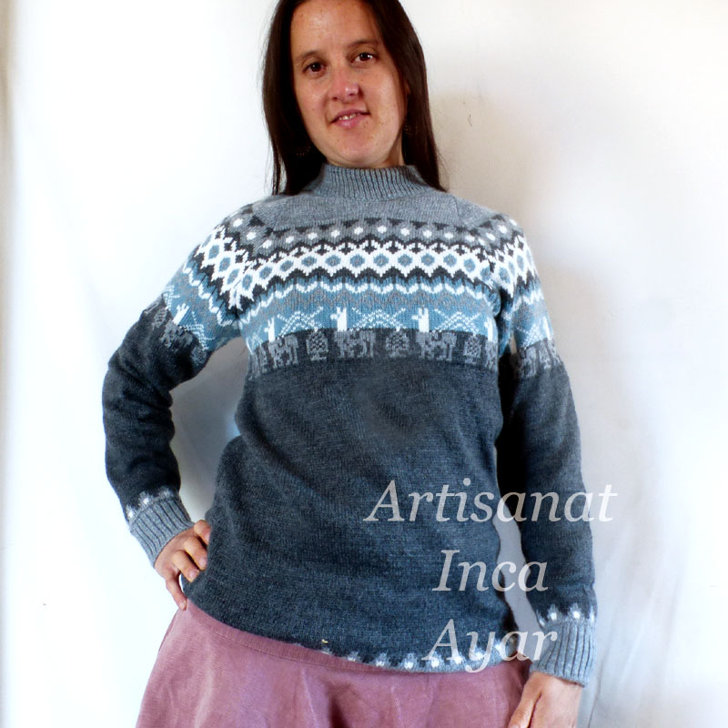 Pull femme en laine d'alpaga gris