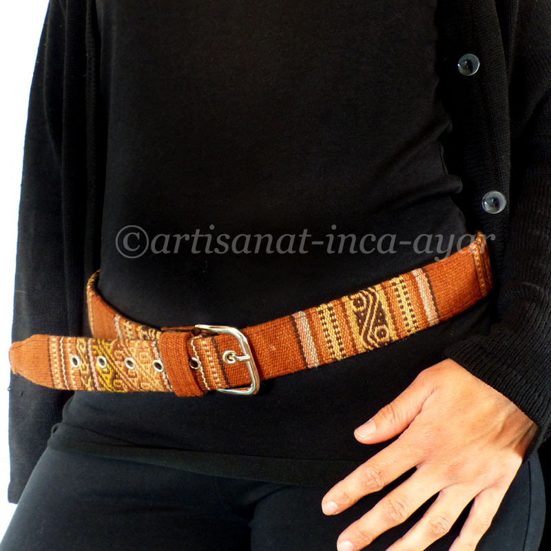 Ceinture toile péruvienne marron