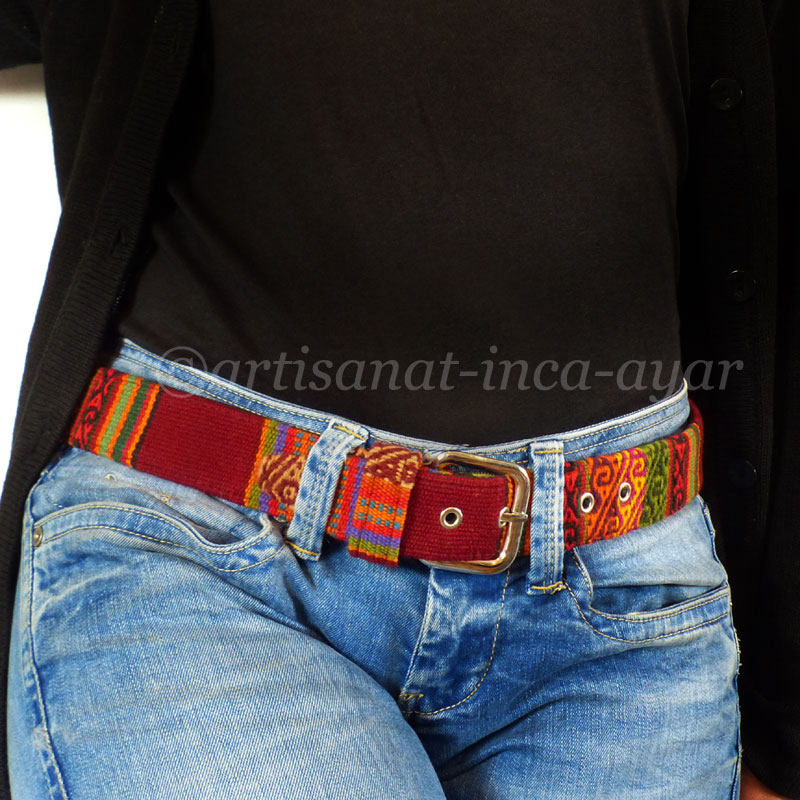 Ceinture toile péruvienne Taille S rouge foncé