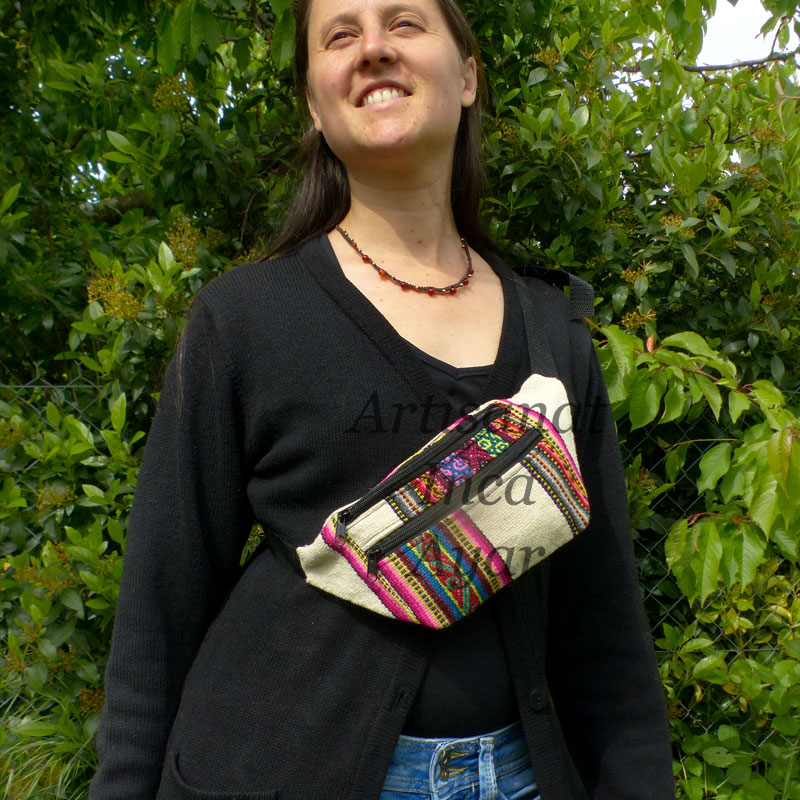 Sac banane en tissu péruvien blanc