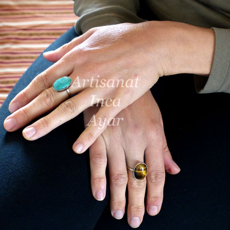 Bague pierres semi précieuses ovales