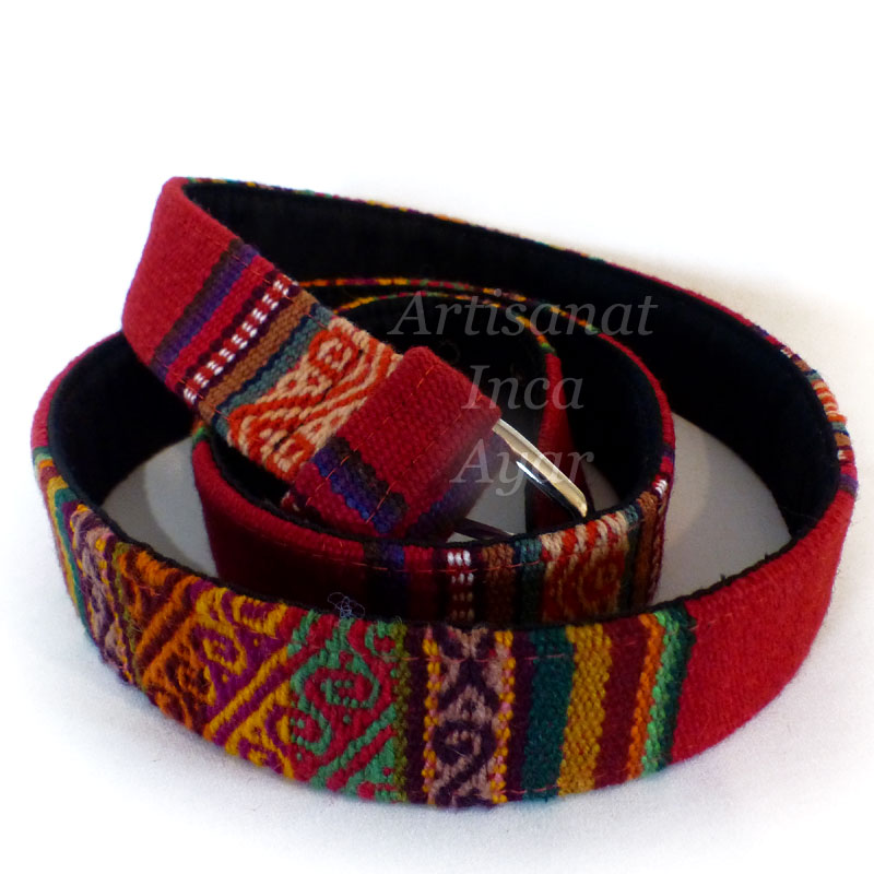 Ceinture toile péruvienne rouge