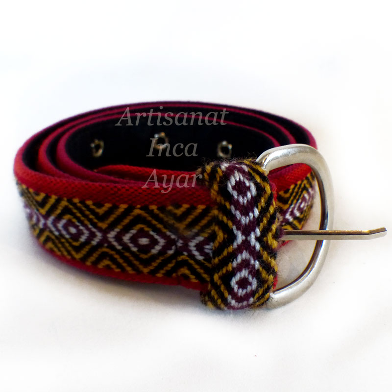 ceinture tissu péruvien rouge et jaune