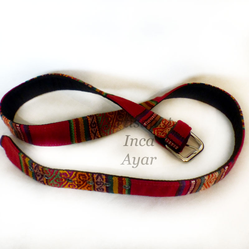 Ceinture toile péruvienne rouge