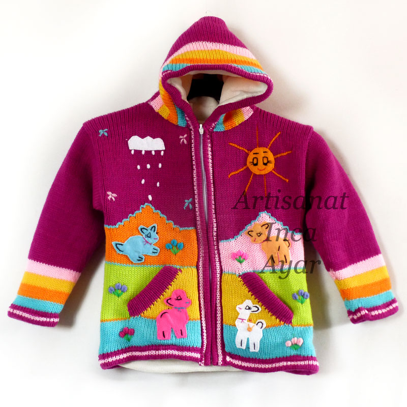 Gilet péruvien 6/7 ans polaire rose