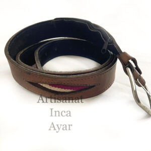 Ceinture en cuir et tissu péruvien taille XL