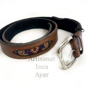Ceinture en cuir et tissu péruvien taille M