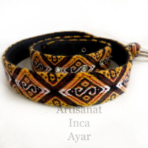 Ceinture toile péruvienne jaune noir marron