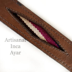 Ceinture en cuir et tissu péruvien taille XL