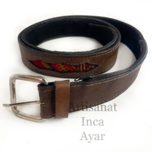Ceinture en cuir et tissu péruvien taille L