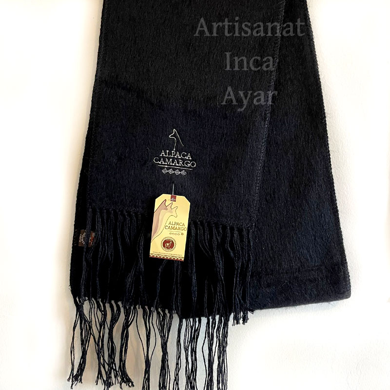 Echarpe adulte camargo en laine d'alpaga noire