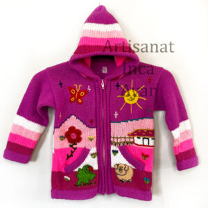 Gilet péruvien enfant 3/4 ans rose