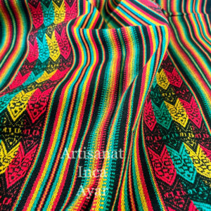 Tissu péruvien couleurs rasta : vert jaune rouge noir