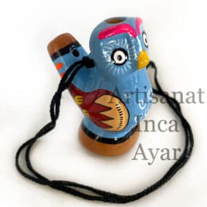 Ocarina sifflet à eau en terre cuite bleu