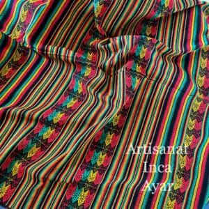 Tissu péruvien couleurs rasta : vert jaune rouge noir