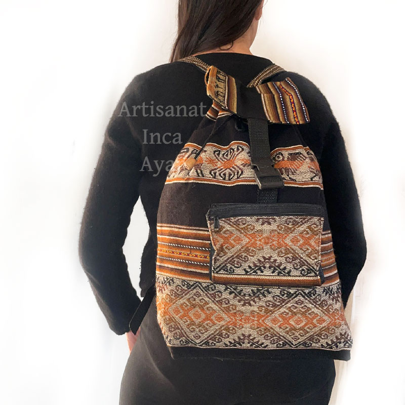 Sac à dos en tissu péruvien noir