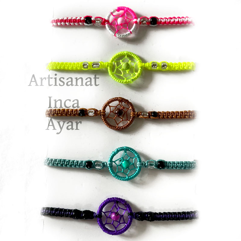 Bracelet attrape rêves en fil ciré