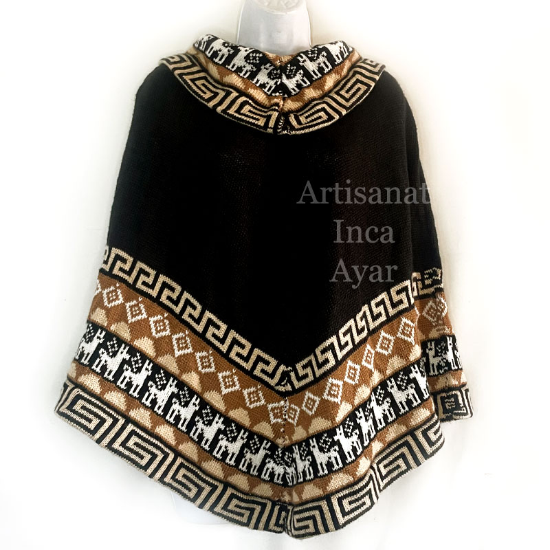 poncho femme noir et marron